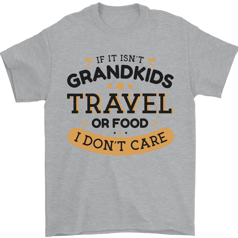 Grandma Grandad Funny Travel or Food Day Mens T-Shirt 100% Cotton Sports Grey