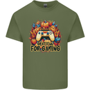 Grateful For Gaming Thanksgiving Video Games Mens Cotton T-Shirt Tee Top Military Green