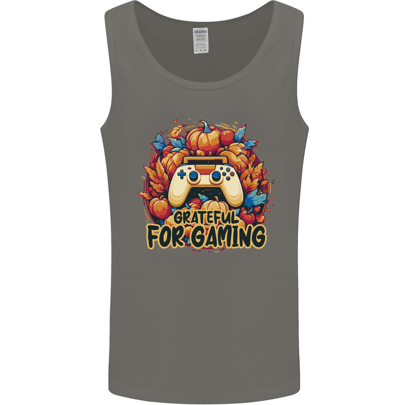 Grateful For Gaming Thanksgiving Video Games Mens Vest Tank Top Charcoal