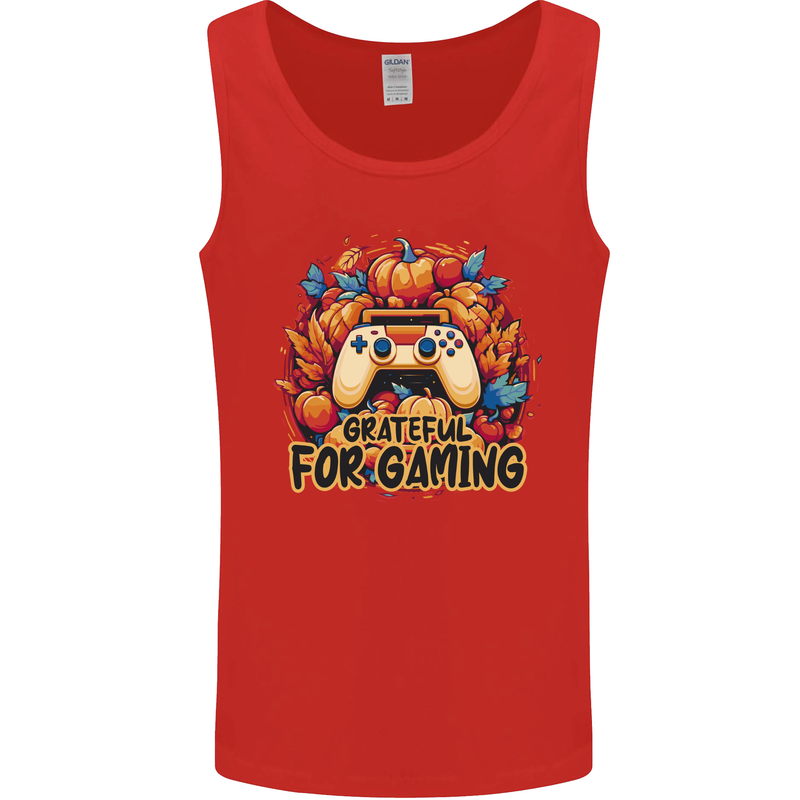 Grateful For Gaming Thanksgiving Video Games Mens Vest Tank Top Red