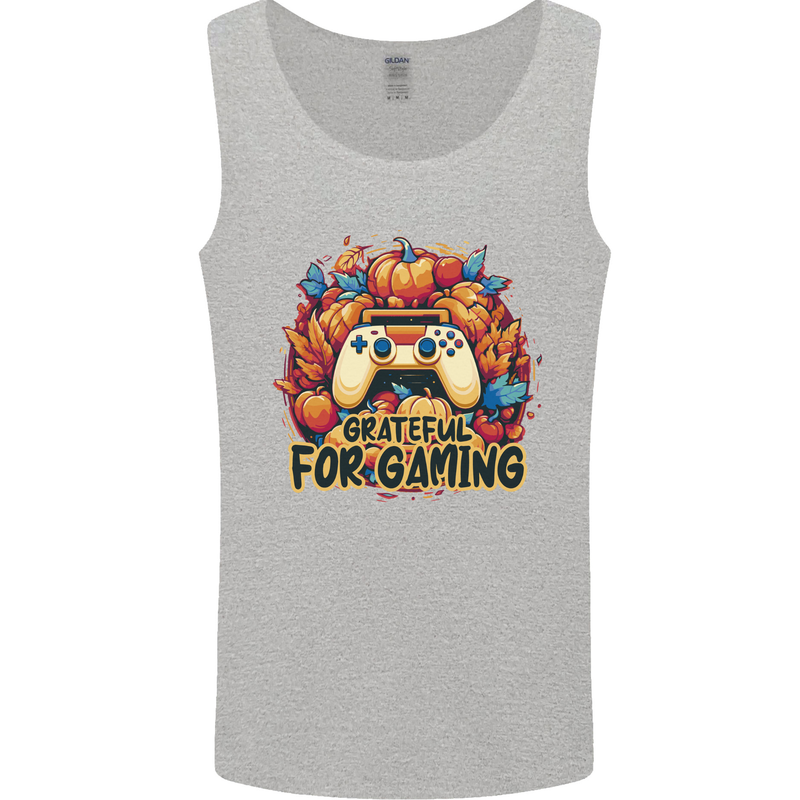 Grateful For Gaming Thanksgiving Video Games Mens Vest Tank Top Sports Grey