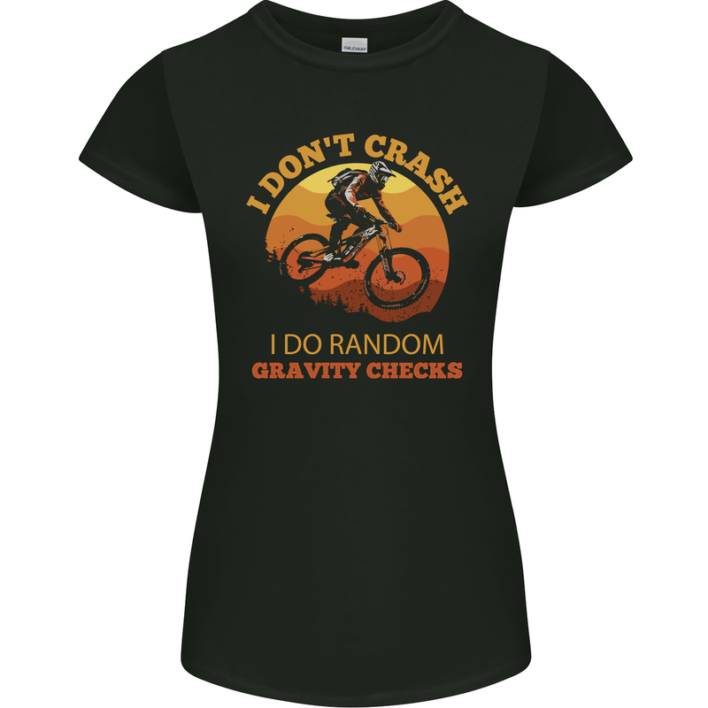 Gravity Checks Downhill MTB Mountain Bike Womens Petite Cut T-Shirt Black