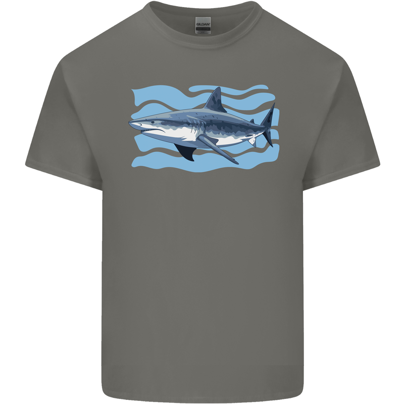 Great White Shark in the Ocean Kids T-Shirt Childrens Charcoal