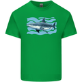 Great White Shark in the Ocean Kids T-Shirt Childrens Irish Green