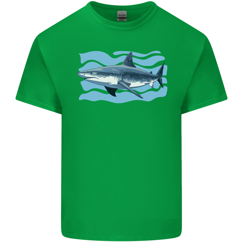 Great White Shark in the Ocean Kids T-Shirt Childrens Irish Green