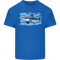 Great White Shark in the Ocean Kids T-Shirt Childrens Royal Blue