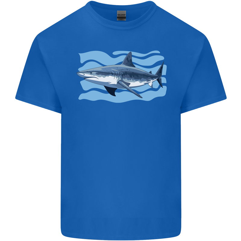 Great White Shark in the Ocean Kids T-Shirt Childrens Royal Blue