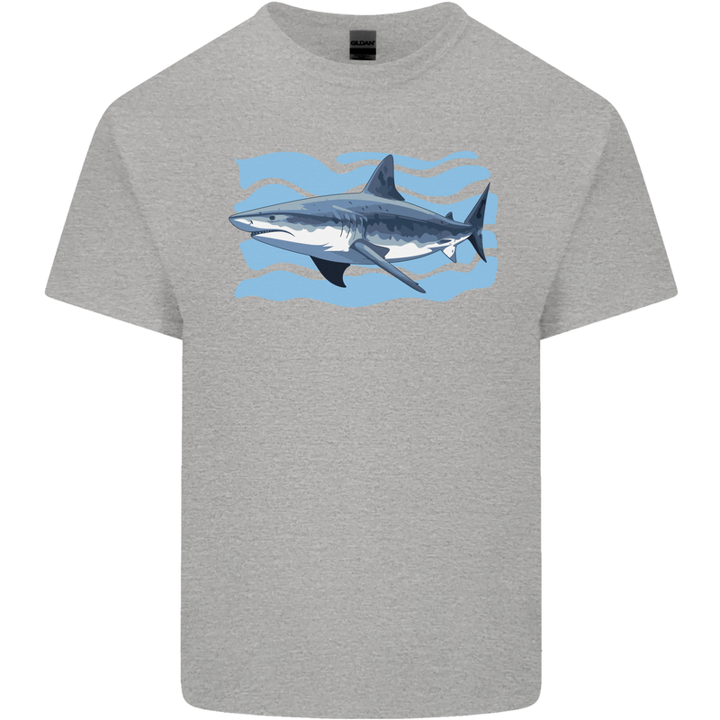 Great White Shark in the Ocean Kids T-Shirt Childrens Sports Grey