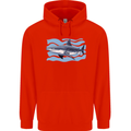 Great White Shark in the Ocean Mens 80% Cotton Hoodie Bright Red