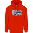 Great White Shark in the Ocean Mens 80% Cotton Hoodie Bright Red