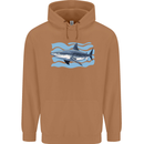 Great White Shark in the Ocean Mens 80% Cotton Hoodie Caramel Latte