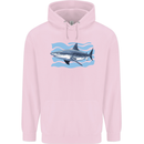 Great White Shark in the Ocean Mens 80% Cotton Hoodie Light Pink