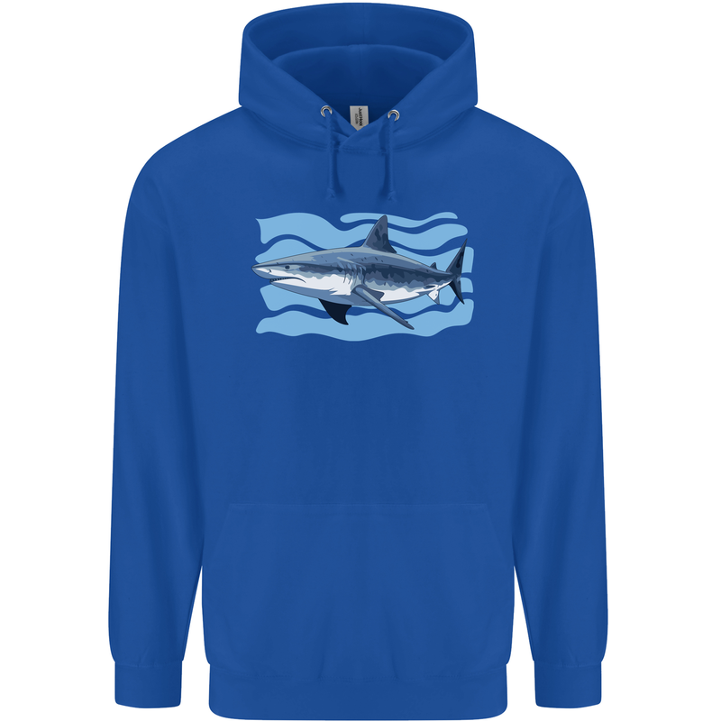 Great White Shark in the Ocean Mens 80% Cotton Hoodie Royal Blue
