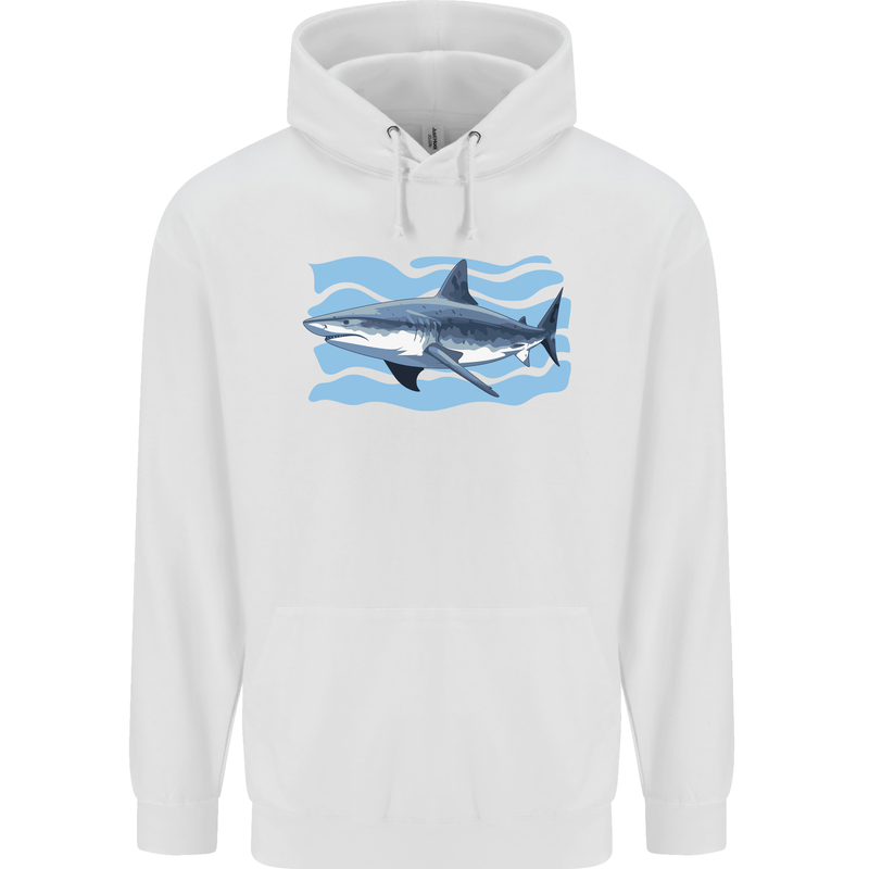 Great White Shark in the Ocean Mens 80% Cotton Hoodie White