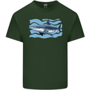 Great White Shark in the Ocean Mens Cotton T-Shirt Tee Top Forest Green