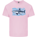 Great White Shark in the Ocean Mens Cotton T-Shirt Tee Top Light Pink