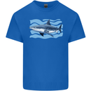 Great White Shark in the Ocean Mens Cotton T-Shirt Tee Top Royal Blue