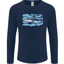 Great White Shark in the Ocean Mens Long Sleeve T-Shirt Navy Blue