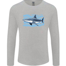 Great White Shark in the Ocean Mens Long Sleeve T-Shirt Sports Grey