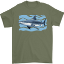 Great White Shark in the Ocean Mens T-Shirt 100% Cotton Military Green