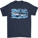 Great White Shark in the Ocean Mens T-Shirt 100% Cotton Navy Blue