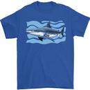 Great White Shark in the Ocean Mens T-Shirt 100% Cotton Royal Blue