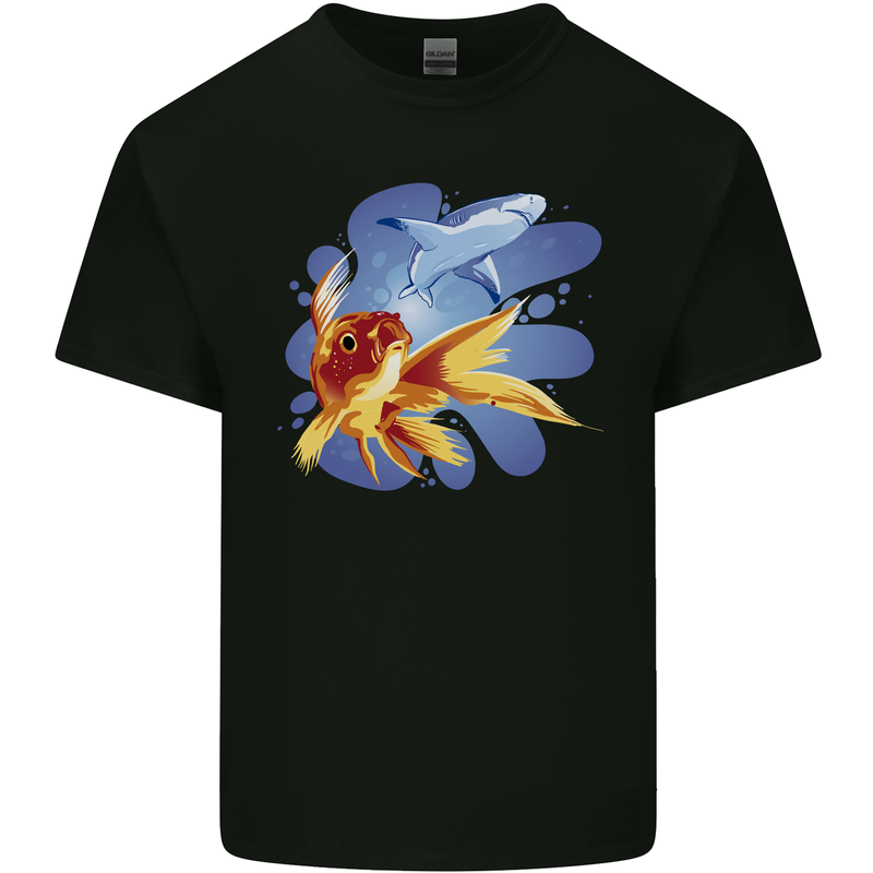 Great White Shark vs Goldfish Kids T-Shirt Childrens Black