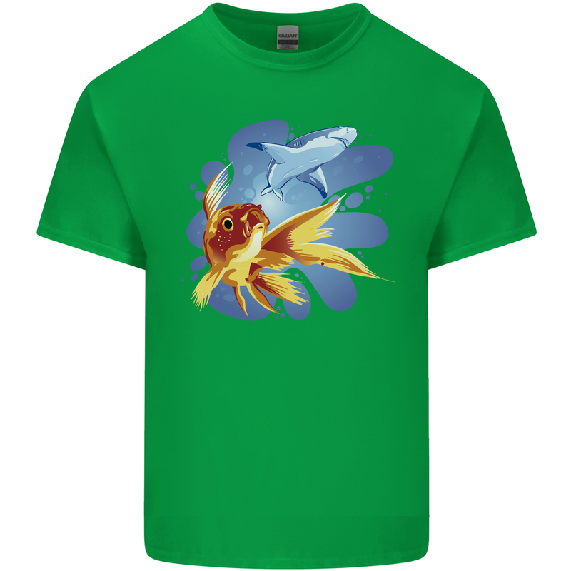 Great White Shark vs Goldfish Kids T-Shirt Childrens Irish Green
