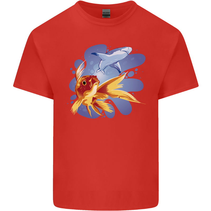 Great White Shark vs Goldfish Kids T-Shirt Childrens Red