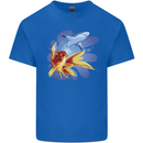 Great White Shark vs Goldfish Kids T-Shirt Childrens Royal Blue
