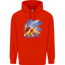 Great White Shark vs Goldfish Mens 80% Cotton Hoodie Bright Red