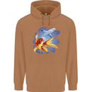 Great White Shark vs Goldfish Mens 80% Cotton Hoodie Caramel Latte