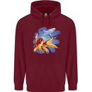 Great White Shark vs Goldfish Mens 80% Cotton Hoodie Maroon
