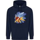 Great White Shark vs Goldfish Mens 80% Cotton Hoodie Navy Blue