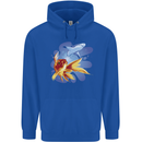 Great White Shark vs Goldfish Mens 80% Cotton Hoodie Royal Blue