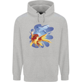 Great White Shark vs Goldfish Mens 80% Cotton Hoodie Sports Grey
