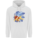 Great White Shark vs Goldfish Mens 80% Cotton Hoodie White