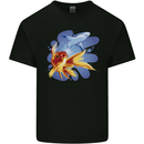 Great White Shark vs Goldfish Mens Cotton T-Shirt Tee Top Black