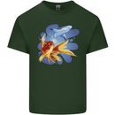 Great White Shark vs Goldfish Mens Cotton T-Shirt Tee Top Forest Green