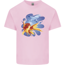 Great White Shark vs Goldfish Mens Cotton T-Shirt Tee Top Light Pink