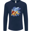 Great White Shark vs Goldfish Mens Long Sleeve T-Shirt Navy Blue
