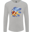 Great White Shark vs Goldfish Mens Long Sleeve T-Shirt Sports Grey