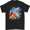 Great White Shark vs Goldfish Mens T-Shirt 100% Cotton Black