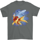 Great White Shark vs Goldfish Mens T-Shirt 100% Cotton Charcoal
