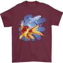 Great White Shark vs Goldfish Mens T-Shirt 100% Cotton Maroon
