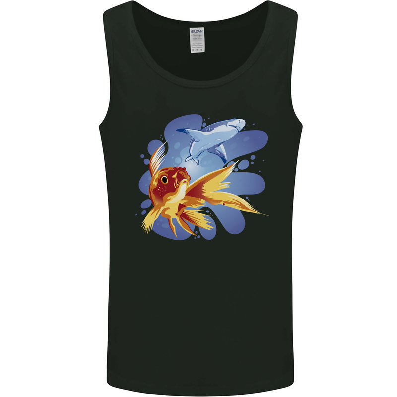 Great White Shark vs Goldfish Mens Vest Tank Top Black