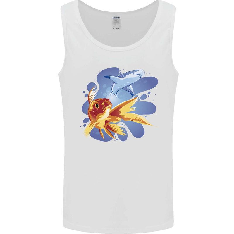 Great White Shark vs Goldfish Mens Vest Tank Top White