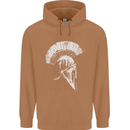 Greek Roman Spartan Helmet Gym Bodybuilding Mens 80% Cotton Hoodie Caramel Latte