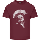 Greek Roman Spartan Helmet Gym Bodybuilding Mens Cotton T-Shirt Tee Top Maroon