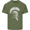 Greek Roman Spartan Helmet Gym Bodybuilding Mens Cotton T-Shirt Tee Top Military Green
